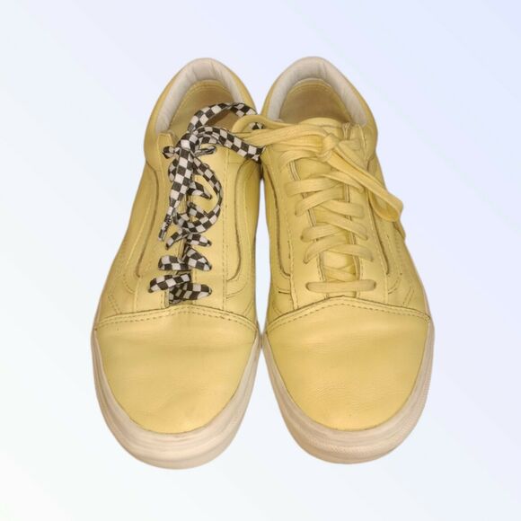 Vans Womens Leather Yellow Low-Top Sneakers Size 7.5 - Picture 2 of 8